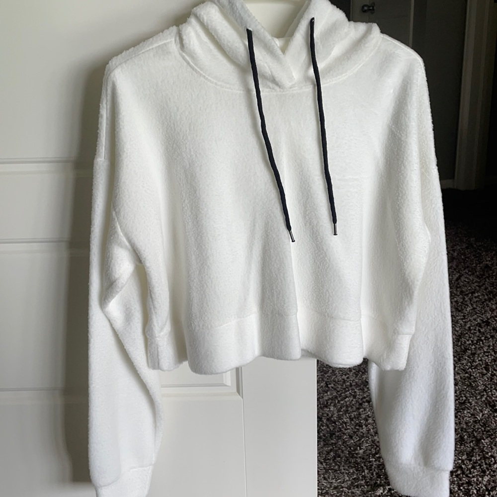 White Hoodie Crop Top